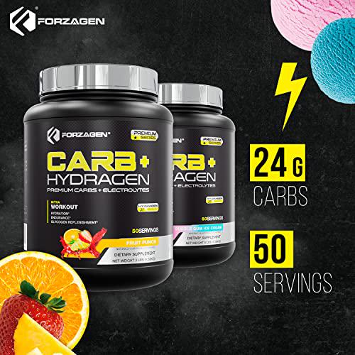Forzagen Carbs Powder with Hydragen, 50 Servings, Hydration, Endurance, Electrolytes 3lbs (Fruit Punch)