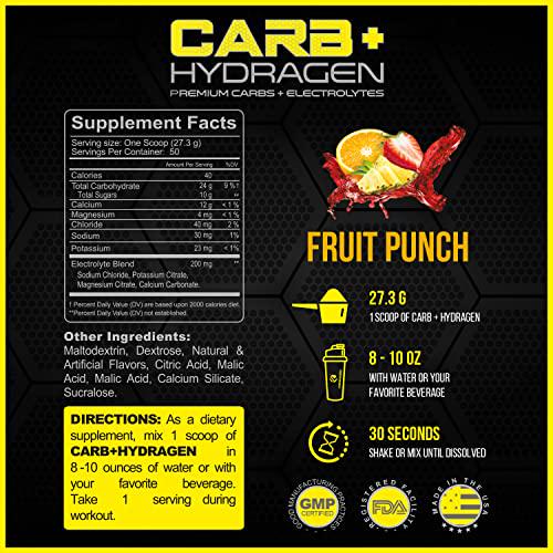 Forzagen Carbs Powder with Hydragen, 50 Servings, Hydration, Endurance, Electrolytes 3lbs (Fruit Punch)