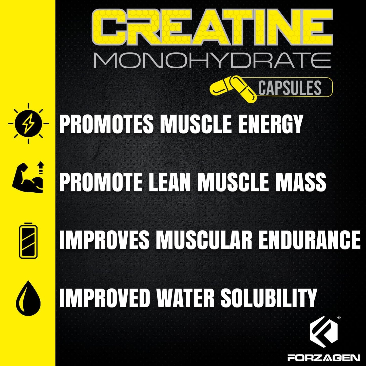Forzagen Creatine Monohydrate Capsules 360 Capsules, Muscle Gaining Support, Strength Improve