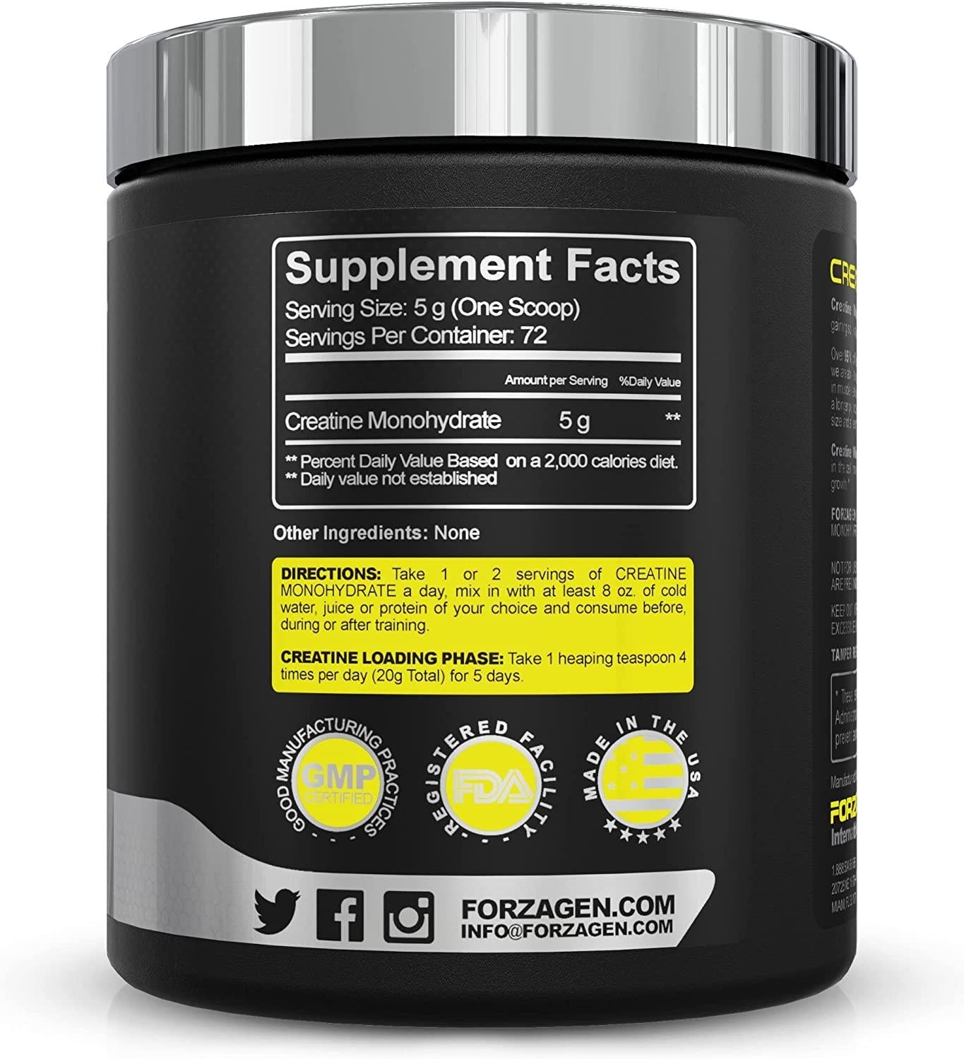 Forzagen Creatine Monohydrate Powder Unflavored - (72 Servings)