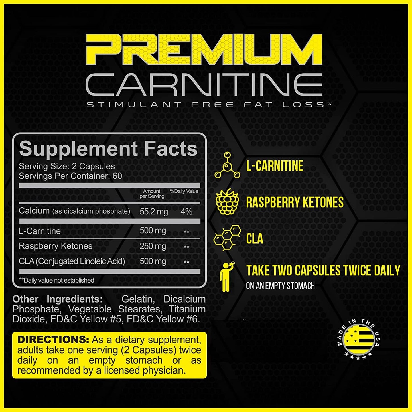 Forzagen L Carnitine Capsules 120 caps - with CLA and Natural Raspberry Ketones. Premiun Quality Carnitine Natural Fat Burner for Women and Men - All Day Fat Loss - Keto Friendly.