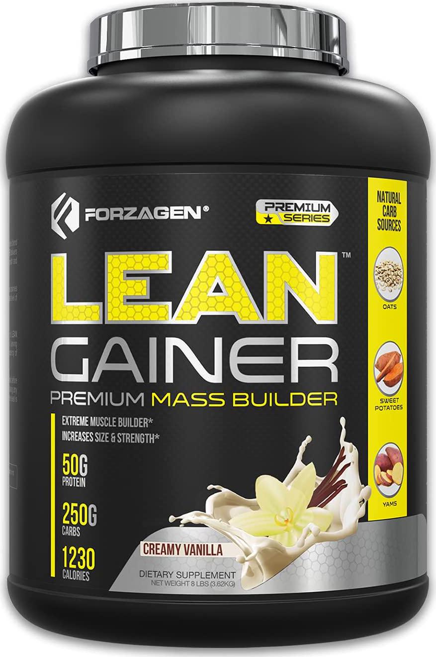 Forzagen Lean Gainer Premium Mass Builder 12 and 8 Lbs, 2 Flavor Available, Natural Carb Source, Oats, Sweet Potatoes, Yams (Creamy Vanilla, 8 LBS)
