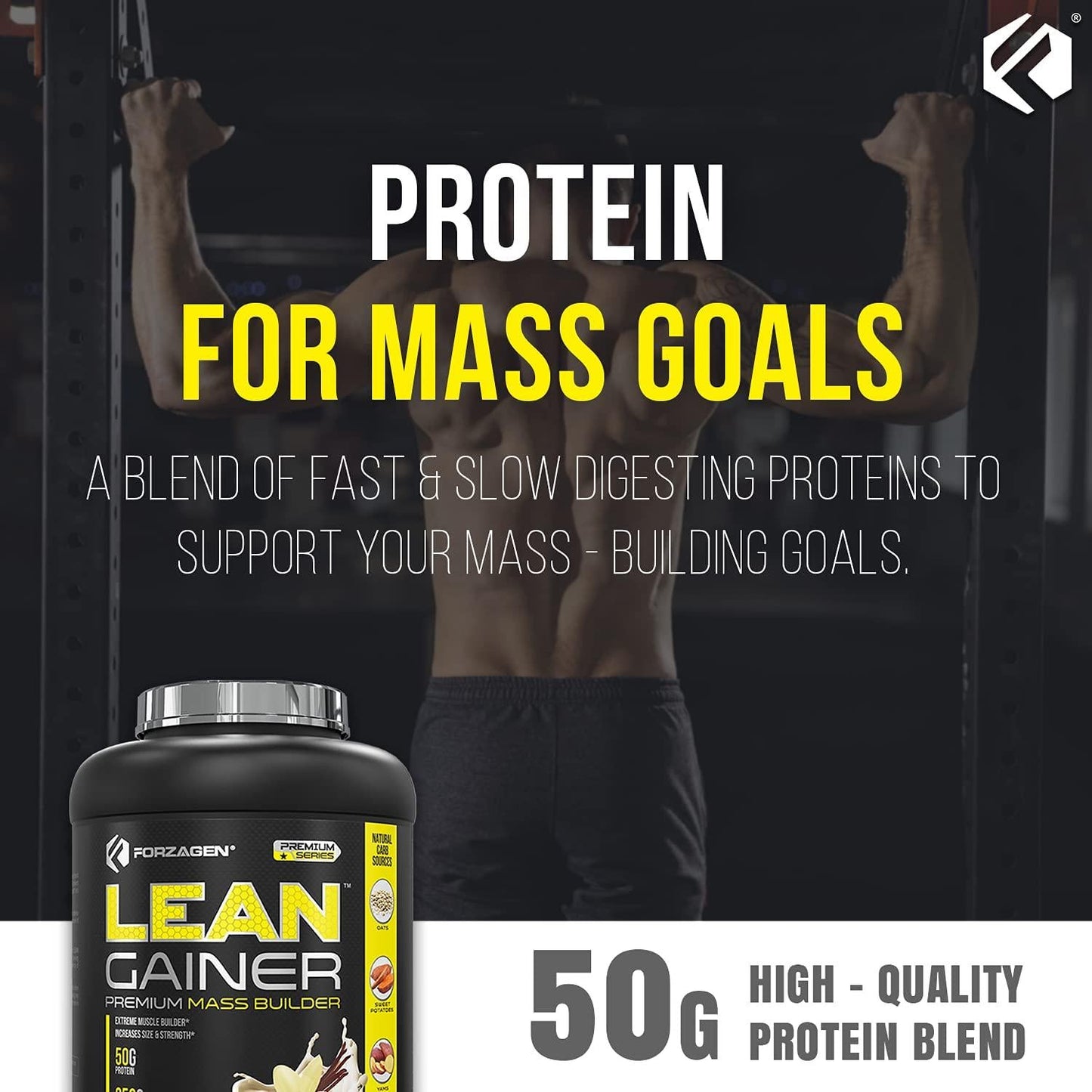 Forzagen Lean Gainer Premium Mass Builder 12 and 8 Lbs, 2 Flavor Available, Natural Carb Source, Oats, Sweet Potatoes, Yams (Creamy Vanilla, 8 LBS)