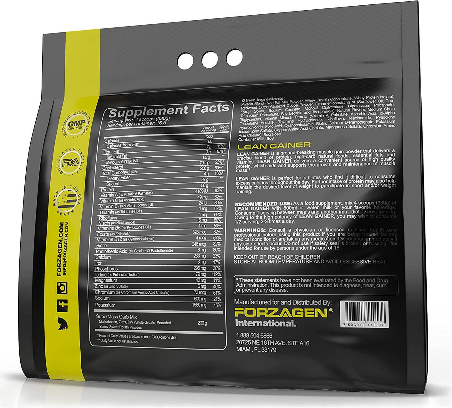 Forzagen Mass Gainer Protein Powder - Weight Gainer with Natural Carb Sources | Muscle Building Supplements for Men and Women (Dutch Chocolate, 12 lbs)