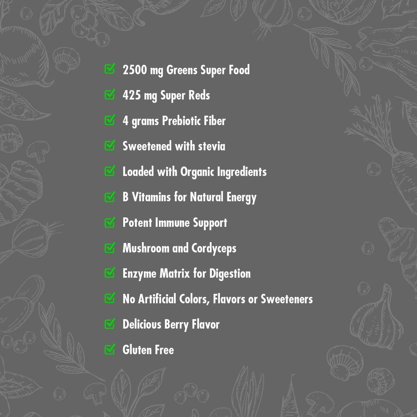 Forzagen Vegan Greens + Reds Superfood - Healthy Food Amazing Grass Natural | Premium Herbal Supplement | 35 Servings Superfood Powder | Organic