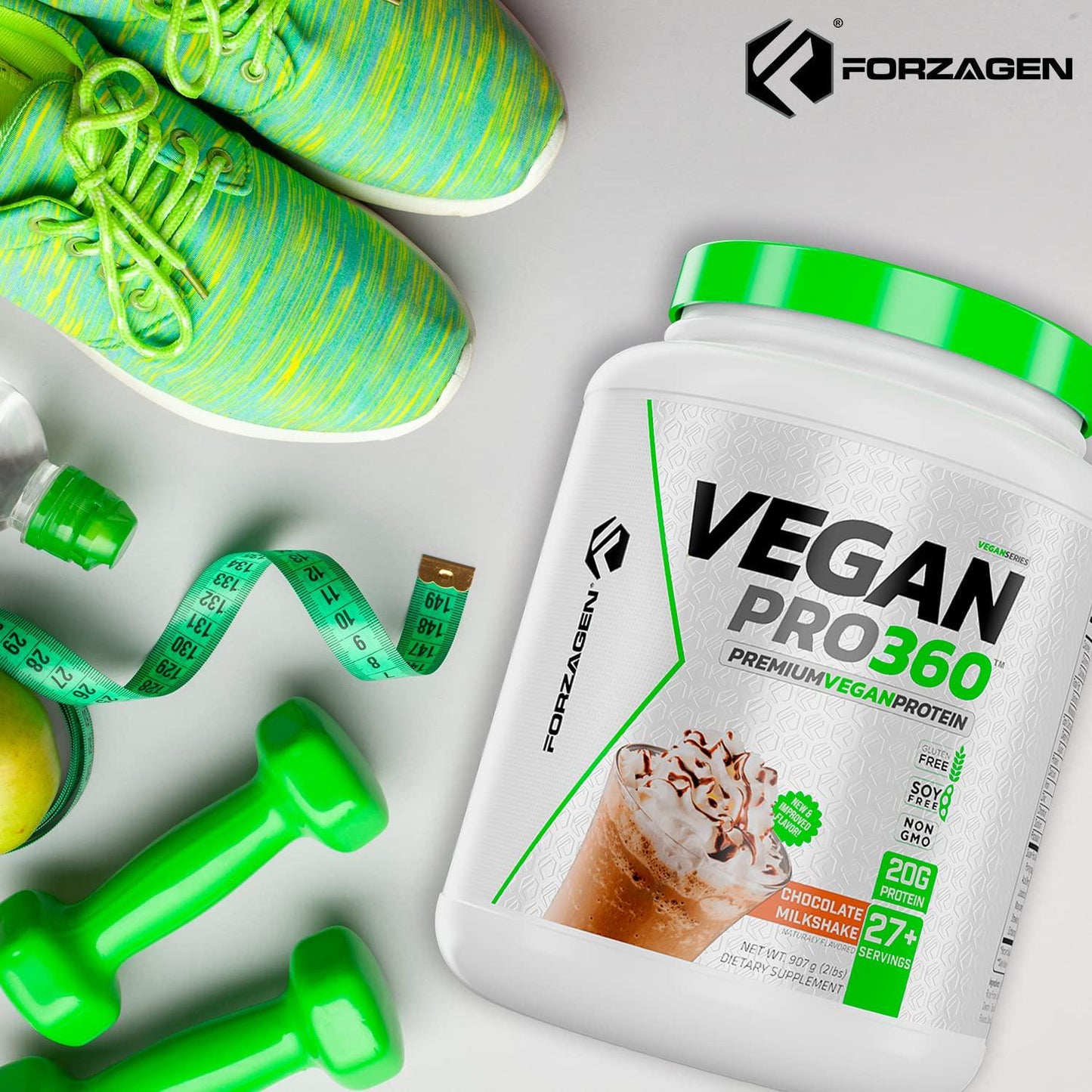 Forzagen Vegan Protein 360 2 Lbs 27 Servings, Plant Based Protein Extracted from Quinoa, Brown Rice and Pea Isolate Protein, Dairy, Soy and Gluten Free, Nom GMO (Chocolate)