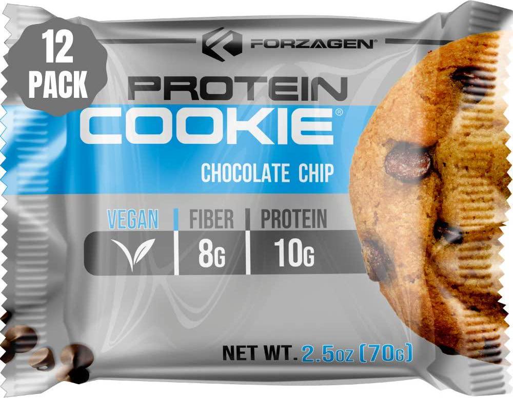Forzagen Vegan Protein Cookies - 12 Cookies |10G Protein | No Artificial Sweeteners | Vegan Snacks Fresh Baked | Chocolate chip Cookies high Protein Snacks