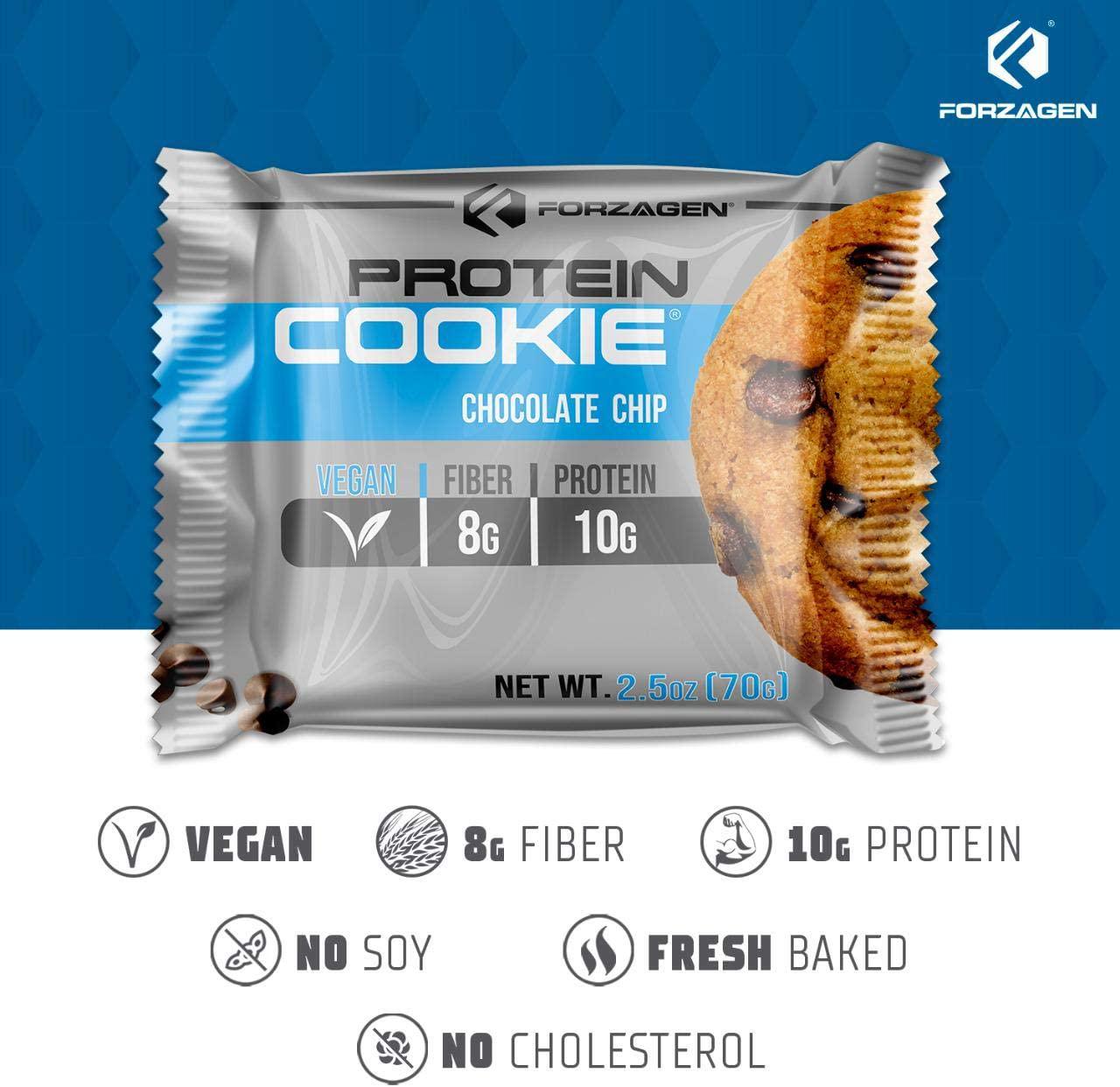 Forzagen Vegan Protein Cookies - 12 Cookies |10G Protein | No Artificial Sweeteners | Vegan Snacks Fresh Baked | Chocolate chip Cookies high Protein Snacks