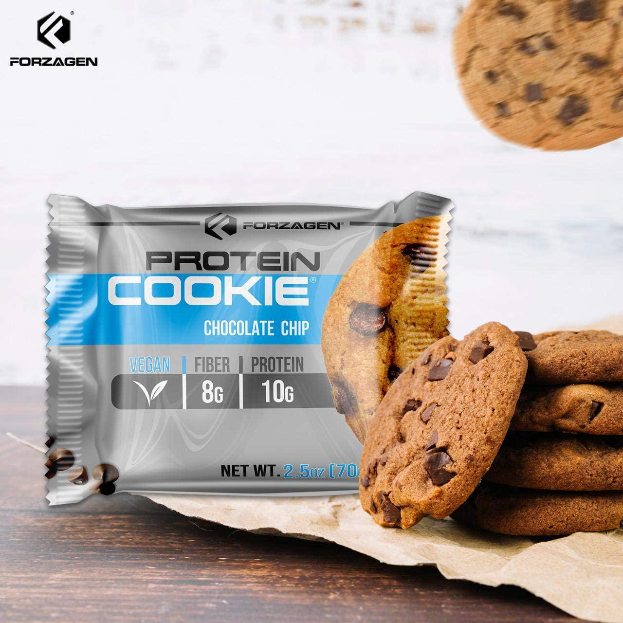 Forzagen Vegan Protein Cookies - 12 Cookies |10G Protein | No Artificial Sweeteners | Vegan Snacks Fresh Baked | Chocolate chip Cookies high Protein Snacks
