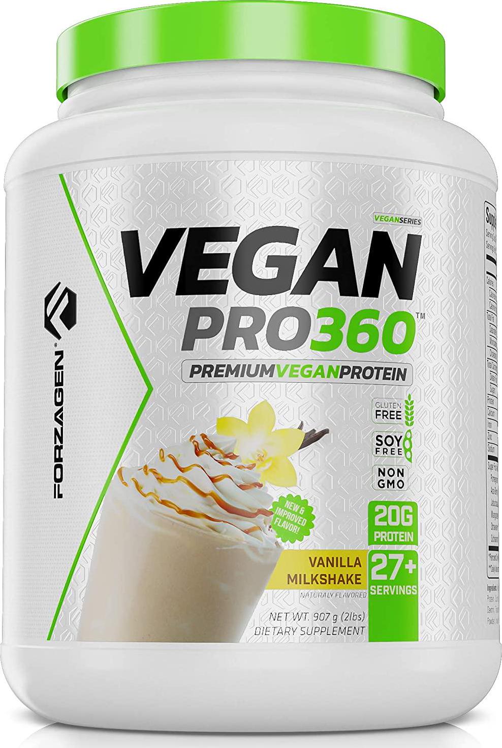Forzagen Vegan Protein 360 2 Lbs 27 Servings, Plant Based Protein Extracted from Quinoa, Brown Rice and Pea Isolate Protein, Dairy, Soy and Gluten Free, Nom GMO (Vanilla)