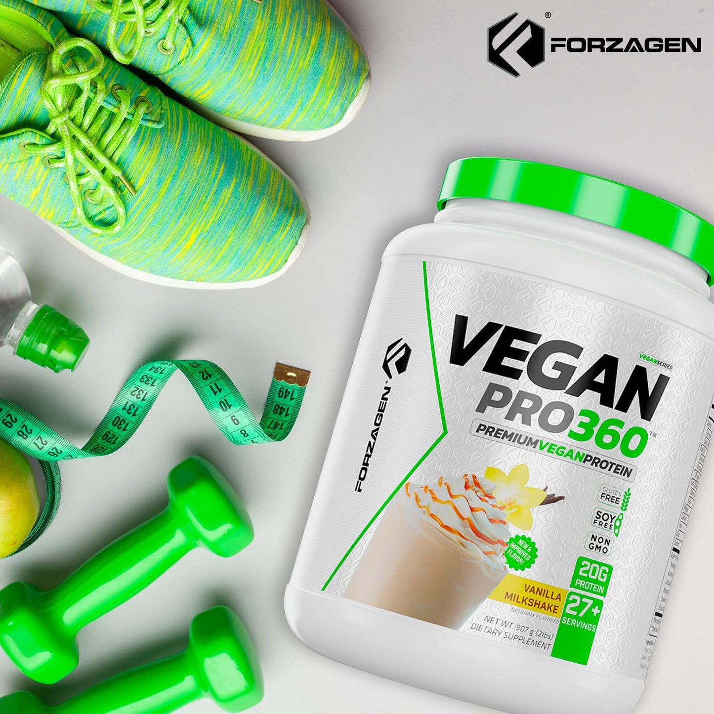 Forzagen Vegan Protein 360 2 Lbs 27 Servings, Plant Based Protein Extracted from Quinoa, Brown Rice and Pea Isolate Protein, Dairy, Soy and Gluten Free, Nom GMO (Vanilla)