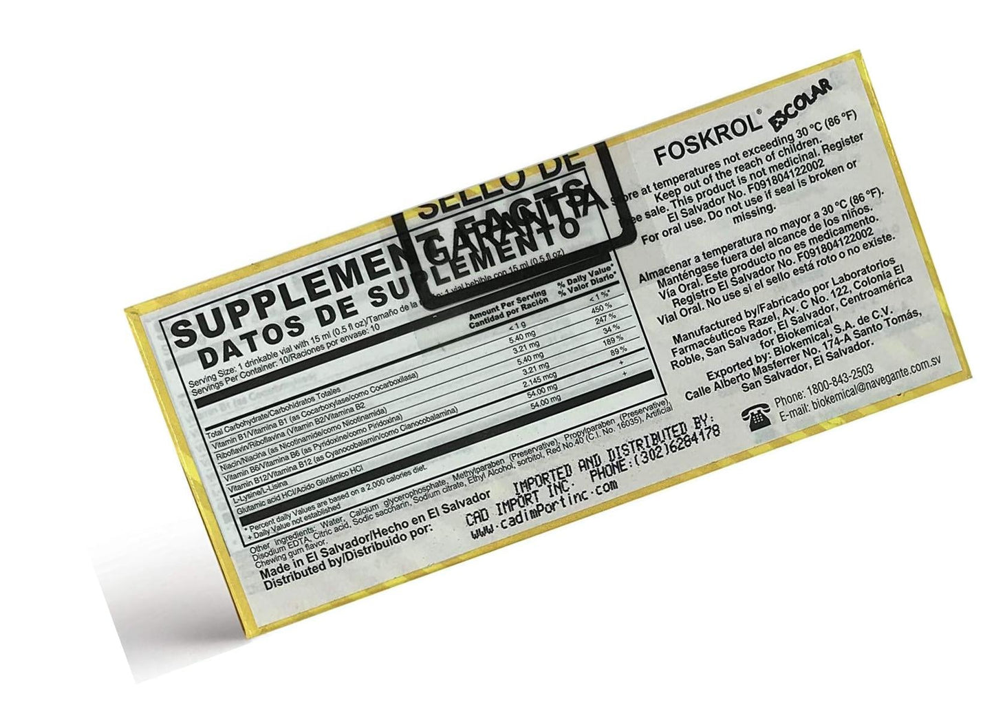 Foskrol Escolar Dietary Supplement Vitamin Boost Appetite Supplements Kids Dietary Supplement Natural Appetite Stimulant for Kids and Toddlers 10 vials per Pack Vitamins for Kids