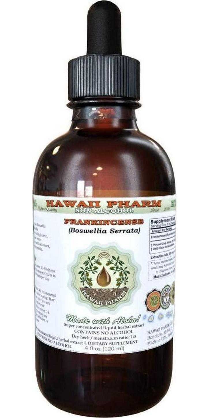Frankincense Alcohol-Free Liquid Extract, Frankincense (Boswellia Serrata) Dried Resin Glycerite Hawaii Pharm Natural Herbal Supplement 4 oz