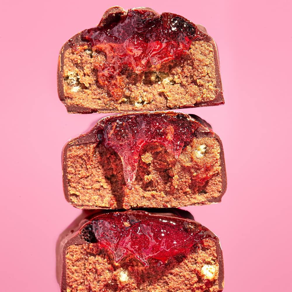 Free Soul Vegan Protein Bar, High Protein, Low Sugar, Dairy Free Chocolate Coated Plant Based Snack with Gooey Core (12 x 50g) (Dark Chocolate and Raspberry)