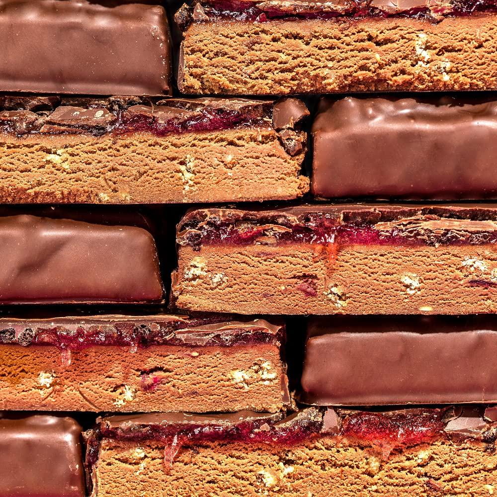 Free Soul Vegan Protein Bar, High Protein, Low Sugar, Dairy Free Chocolate Coated Plant Based Snack with Gooey Core (12 x 50g) (Dark Chocolate and Raspberry)