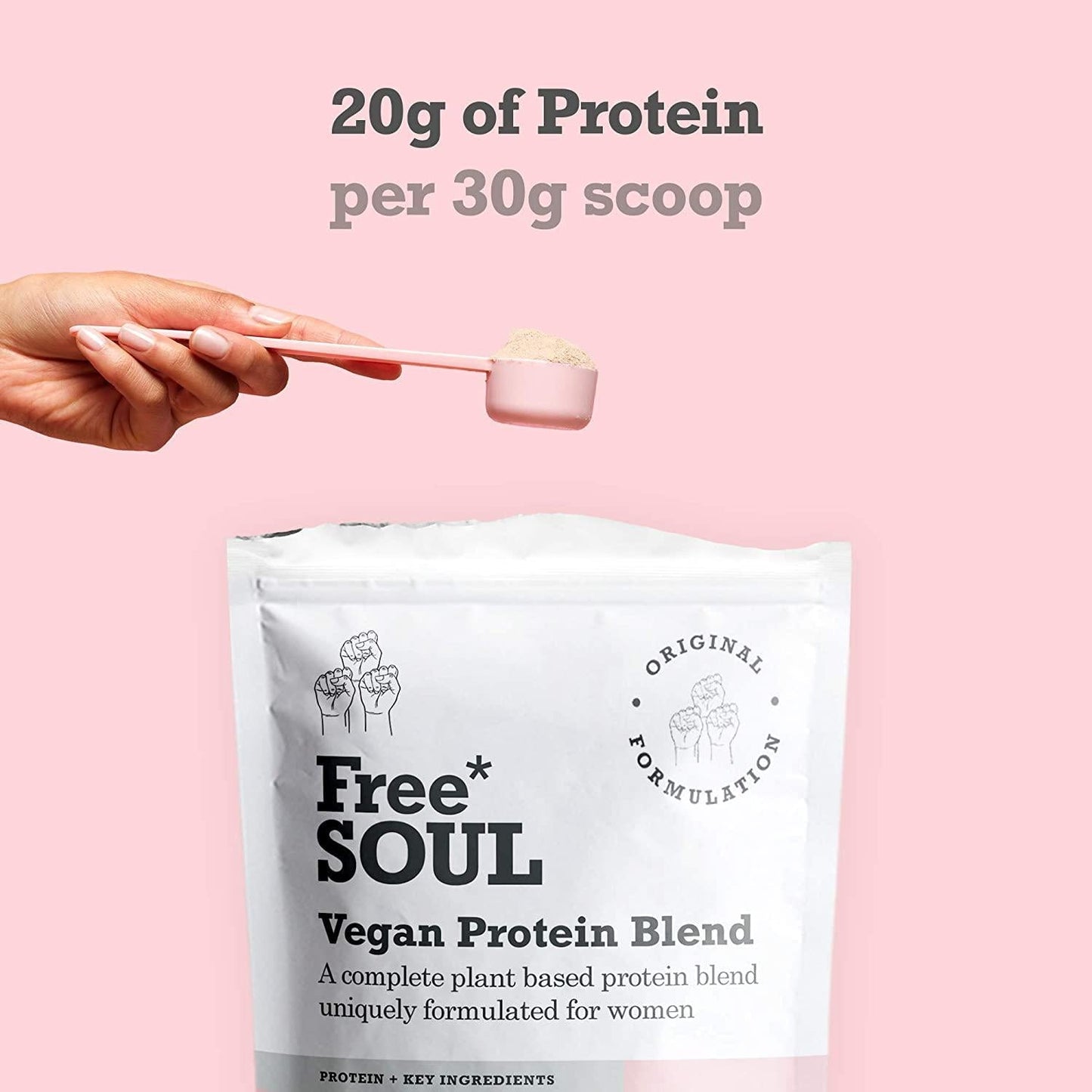 Free Soul Vegan Protein Powder for Women | 20 Servings | 20g Protein | Added Superfoods and Vitamins | Gluten and Soy Free Plant Based Nutrition Protein Shake | Pea and Hemp Isolate Protein (Vanilla)