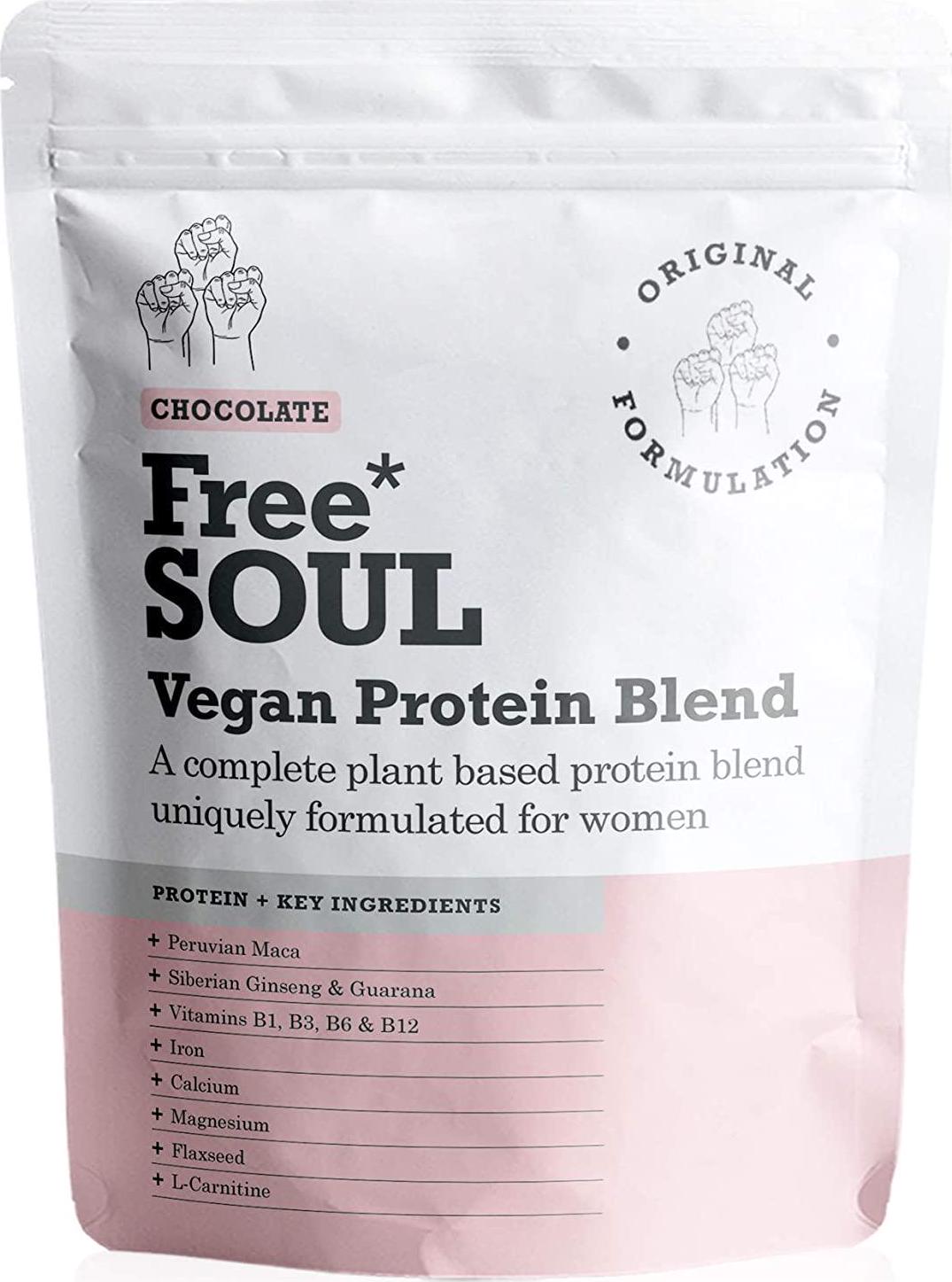 Free Soul Vegan Protein Powder | Formulated for Women | 600g | 20g Protein | Added Nutrients | Gluten and Soy Free Plant Based Nutrition Protein Shake | Pea and Hemp Isolate Protein (Chocolate)