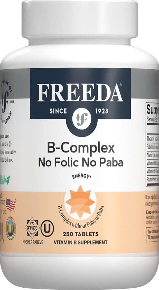 Freeda Kosher B Complex - No Folic No Paba - 250 Tablets