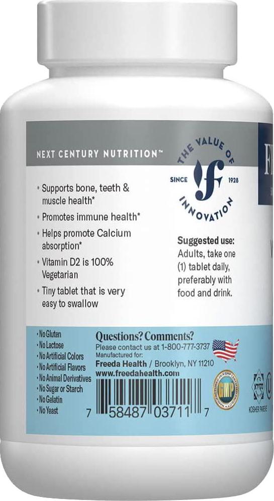 Freeda Kosher Vitamin D2 2000 IU - 100 Tablets