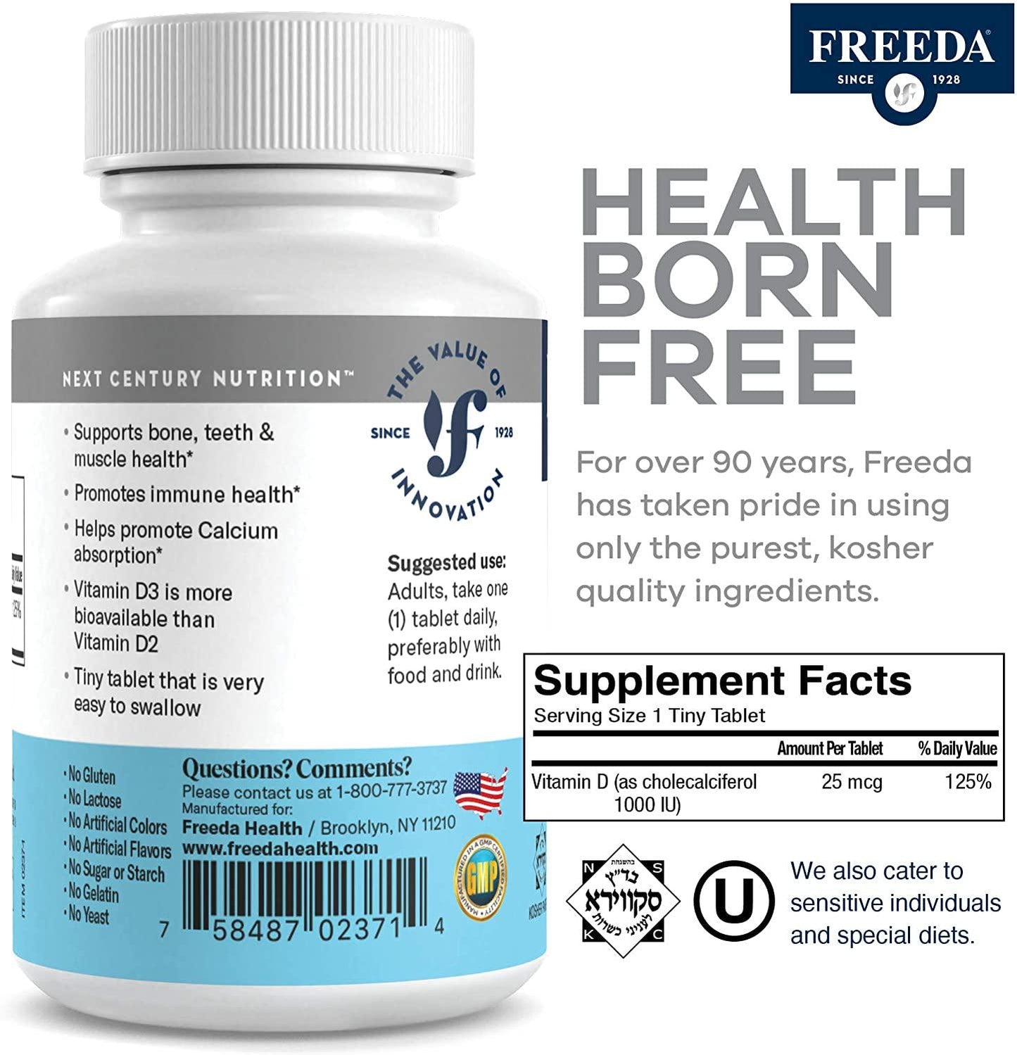 Freeda Vitamin D3 1000 I.U. - 500 TAB