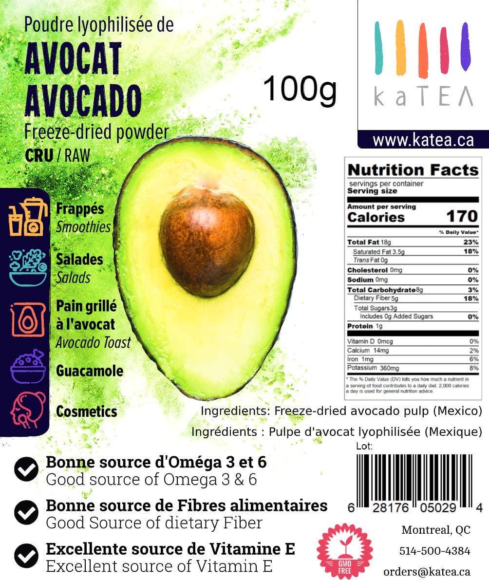 Freeze-dried AVOCADO POWDER size (100g / 3.53 oz) stand-up pouch bag | freeze-dried/ non-GMO / gluten free / kosher suitable / no sugar flavor color added, no preservatives, no additives