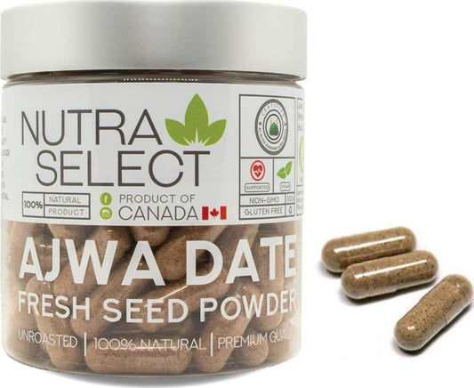 Fresh Ajwa Date Seed Powder 120 Capsules/Unroasted All Natural Nutrition Powder (Vegan/Non-GMO/Gluten Free) New Packaging May Look Different with snap on Cap for More Convenience and Freshness