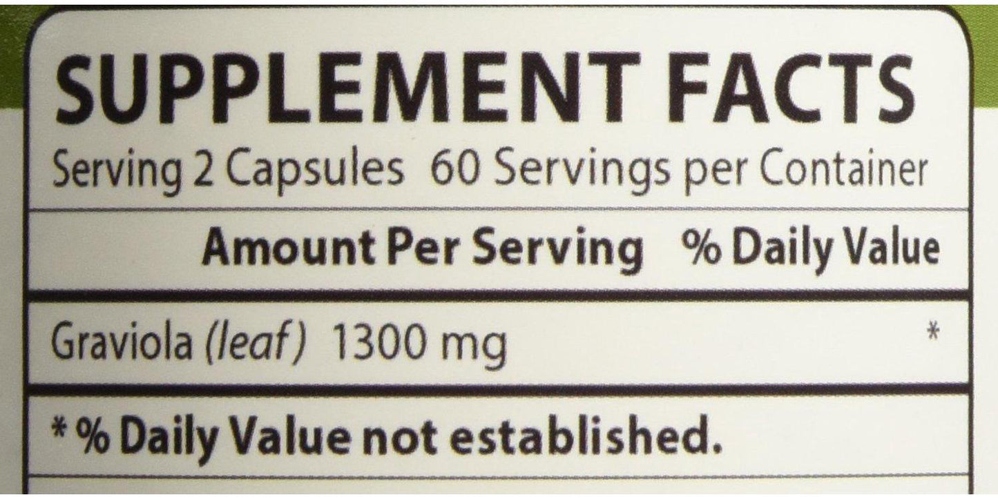 Fresh Health Nutritions Graviola 120 Capsules Bottle, 1300 mg