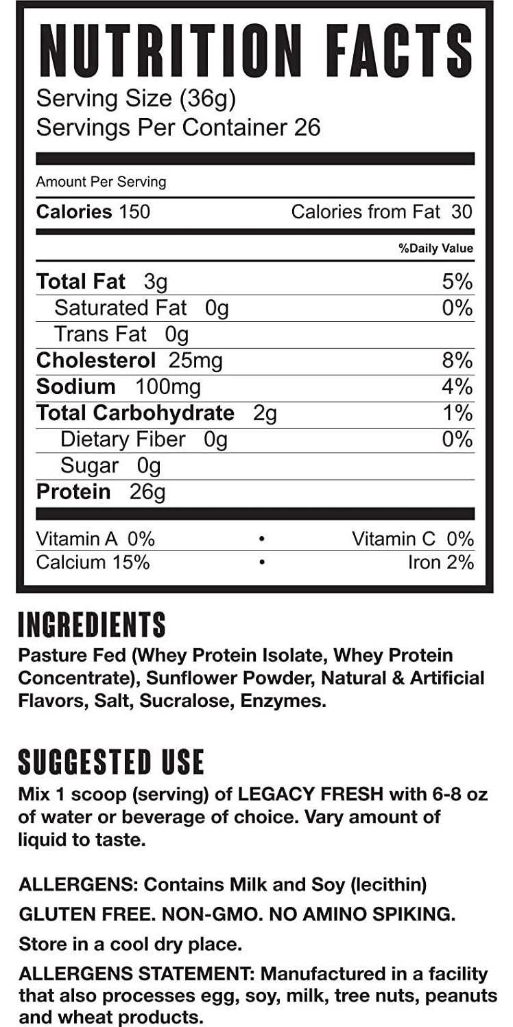 Fresh Whey Protein Vanilla Bliss 2lb | 26g Pasture Fed Premium Whey Protein | High Protein + Amino Acids | Muscle Building
