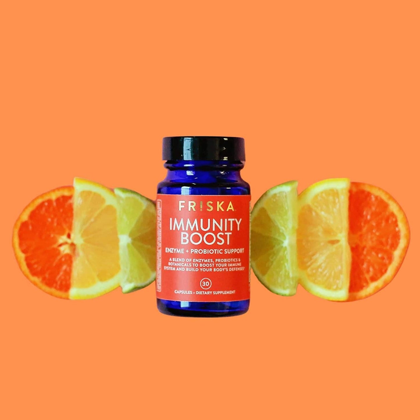 Friska Immunity Boost, Natural Digestive Enzyme and Probiotic, Promotes Better Digestion, Made in The USA, 30 Vegetarian Capsules