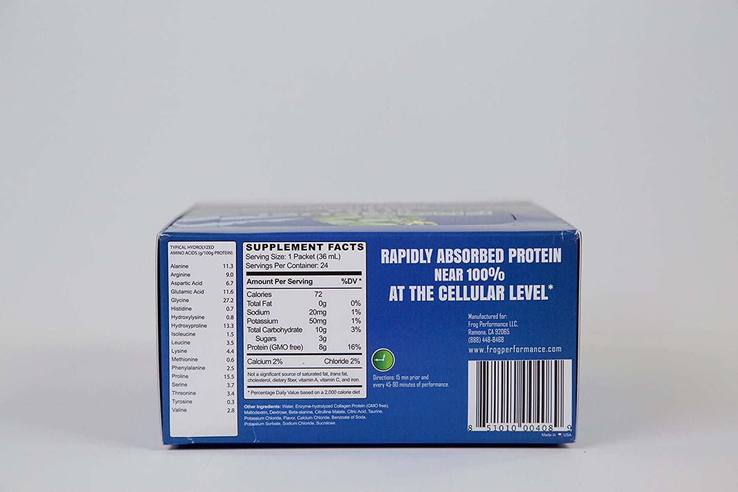 FrogFuel Ultra Liquid Protein Shot with Carbohydrates and Electrolytes - Mixed Berry - 24 1.2oz Protein Shots. Pre Workout and Endurance Shot. Clinically Proven 100% Digestibility in < 15 Minutes.