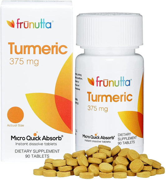 Frunutta Turmeric 375 mg – Pure, Sugar-Free, Non-GMO, Vegetarian – Instant Dissolve Tablets, 90 Tablets, Proudly Made in The USA