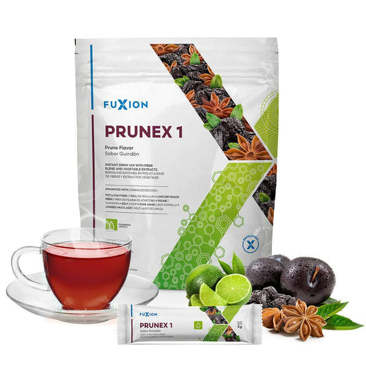 FuXion Prunex 1 Fruit Herbal Tea for 28-Day Colon Detox Cleanse - Effectively Improve Bowel Movements, Reliable Overnight Relief from Constipation, Stay Comfortable at Bathroom(1 Pouch of 28 Sachets)