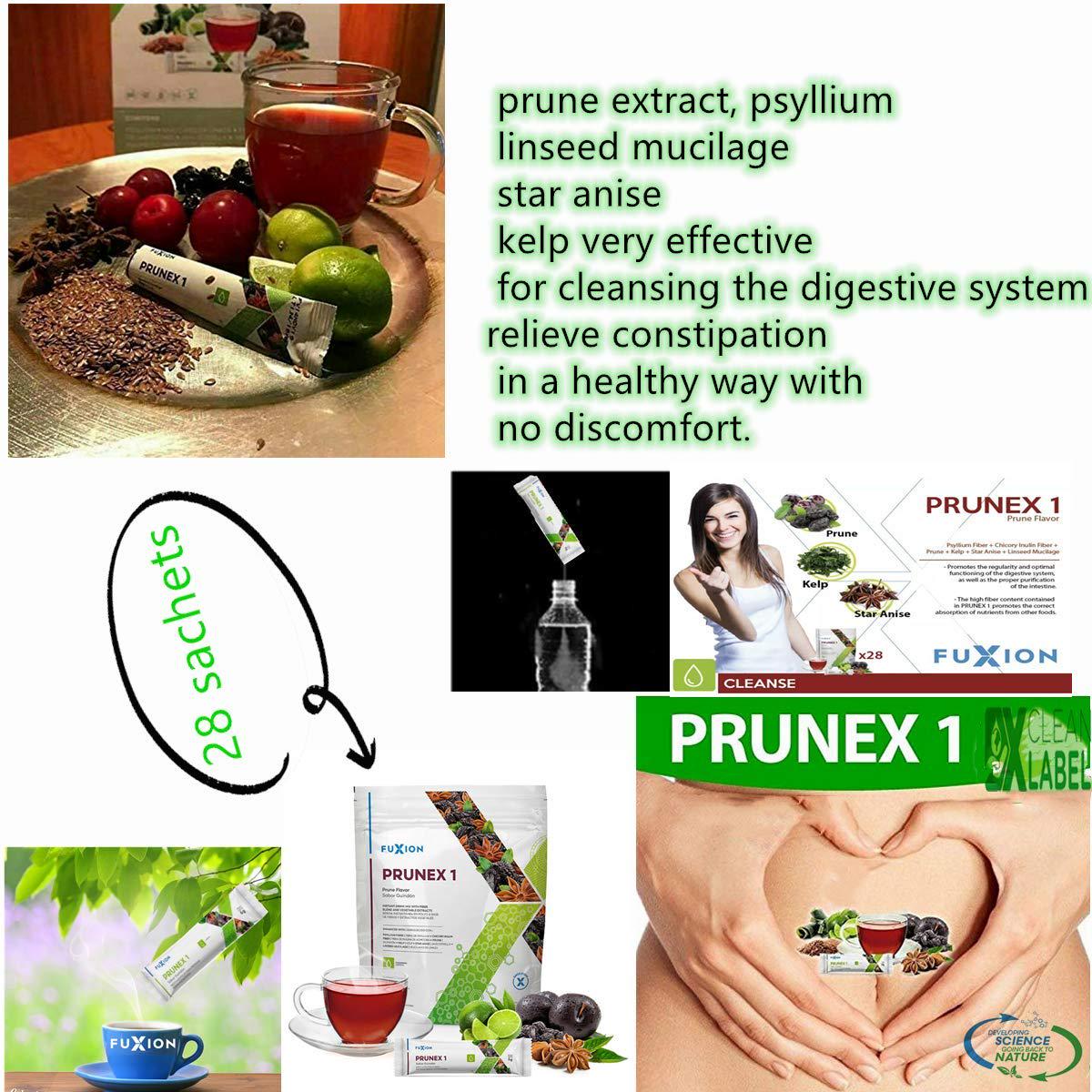 FuXion Prunex 1 Fruit Herbal Tea for 28-Day Colon Detox Cleanse - Effectively Improve Bowel Movements, Reliable Overnight Relief from Constipation, Stay Comfortable at Bathroom(1 Pouch of 28 Sachets)