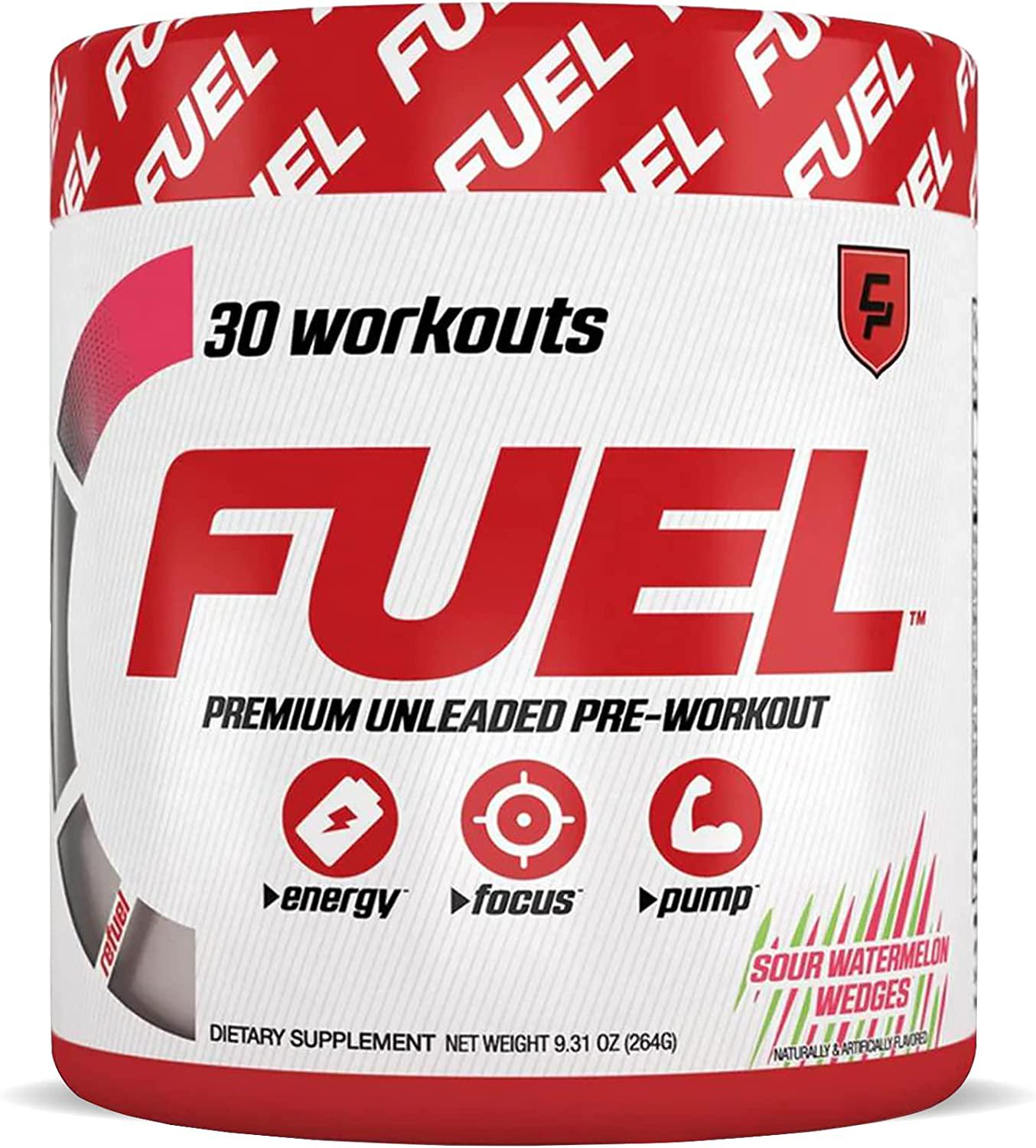 Fuel - Pre Workout Powder for Men and Women, Sour Watermelon Wedges Flavor, Low-Calorie and Sugar-Free Pre Workout Mix with Creatine Monohydrate, Supports Energy and Focus