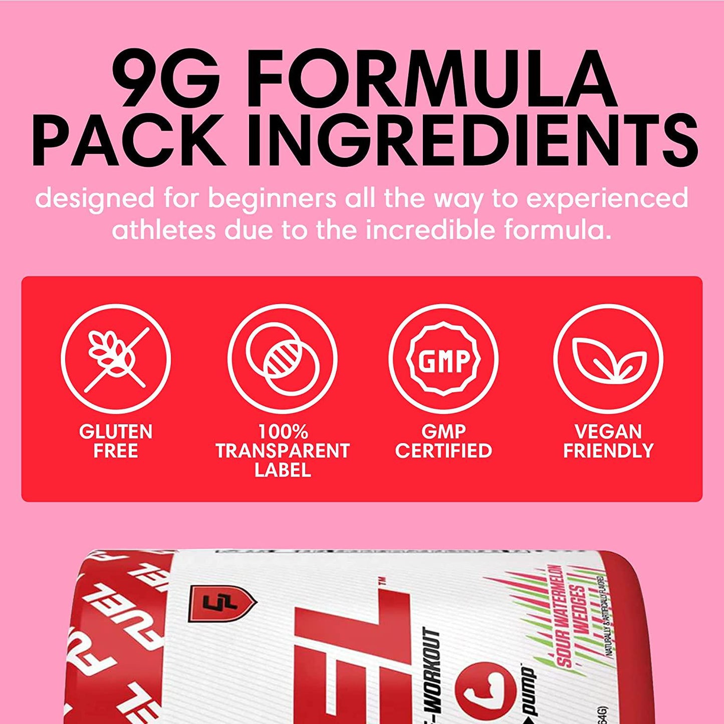 Fuel - Pre Workout Powder for Men and Women, Sour Watermelon Wedges Flavor, Low-Calorie and Sugar-Free Pre Workout Mix with Creatine Monohydrate, Supports Energy and Focus