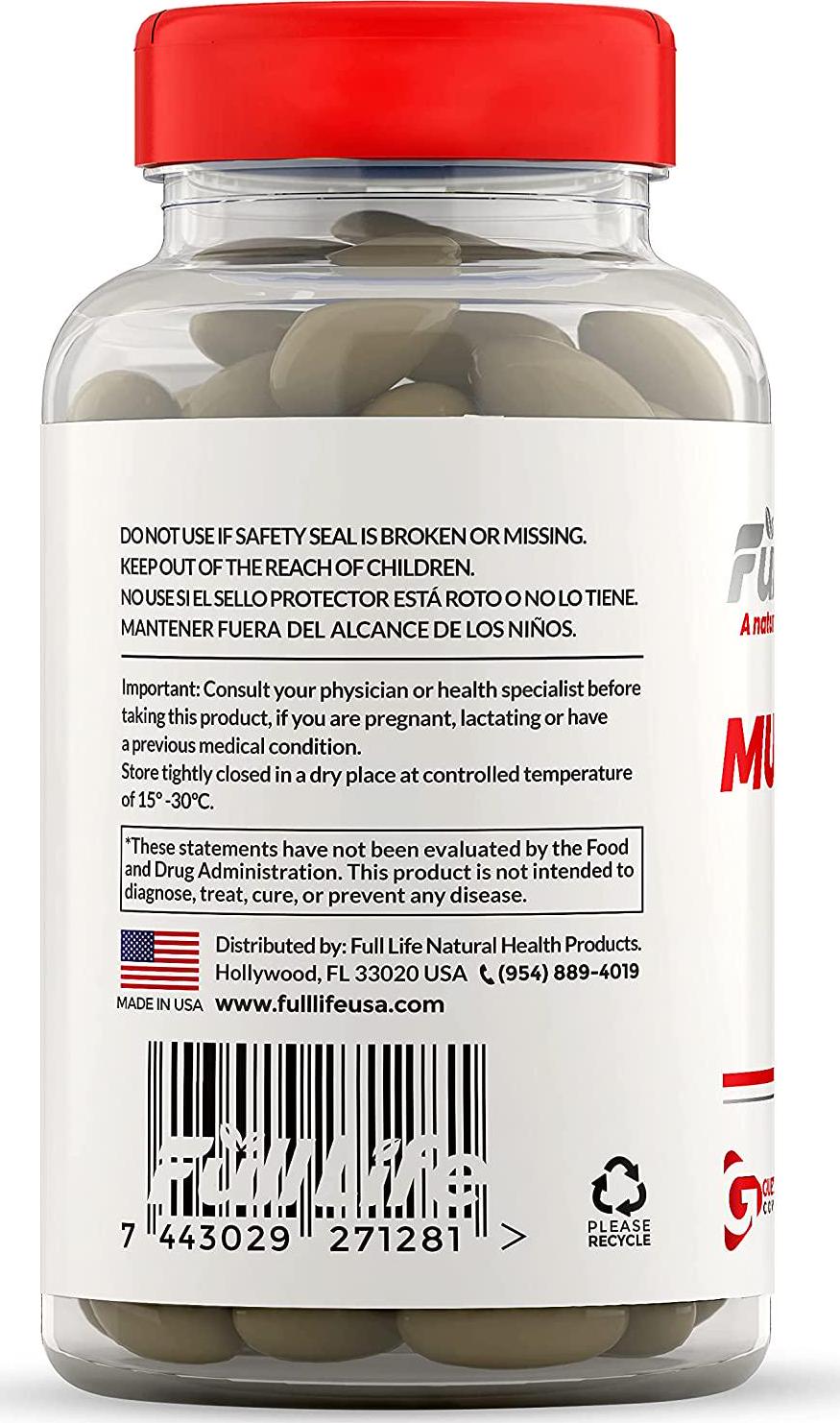 Full Life Multivita-Men Capsules - Supports Immune Health, Heart Health, Promotes Energy and Vitality - Multivitamin for Men - Dietary Supplement - 100 Capsules, 1000mg