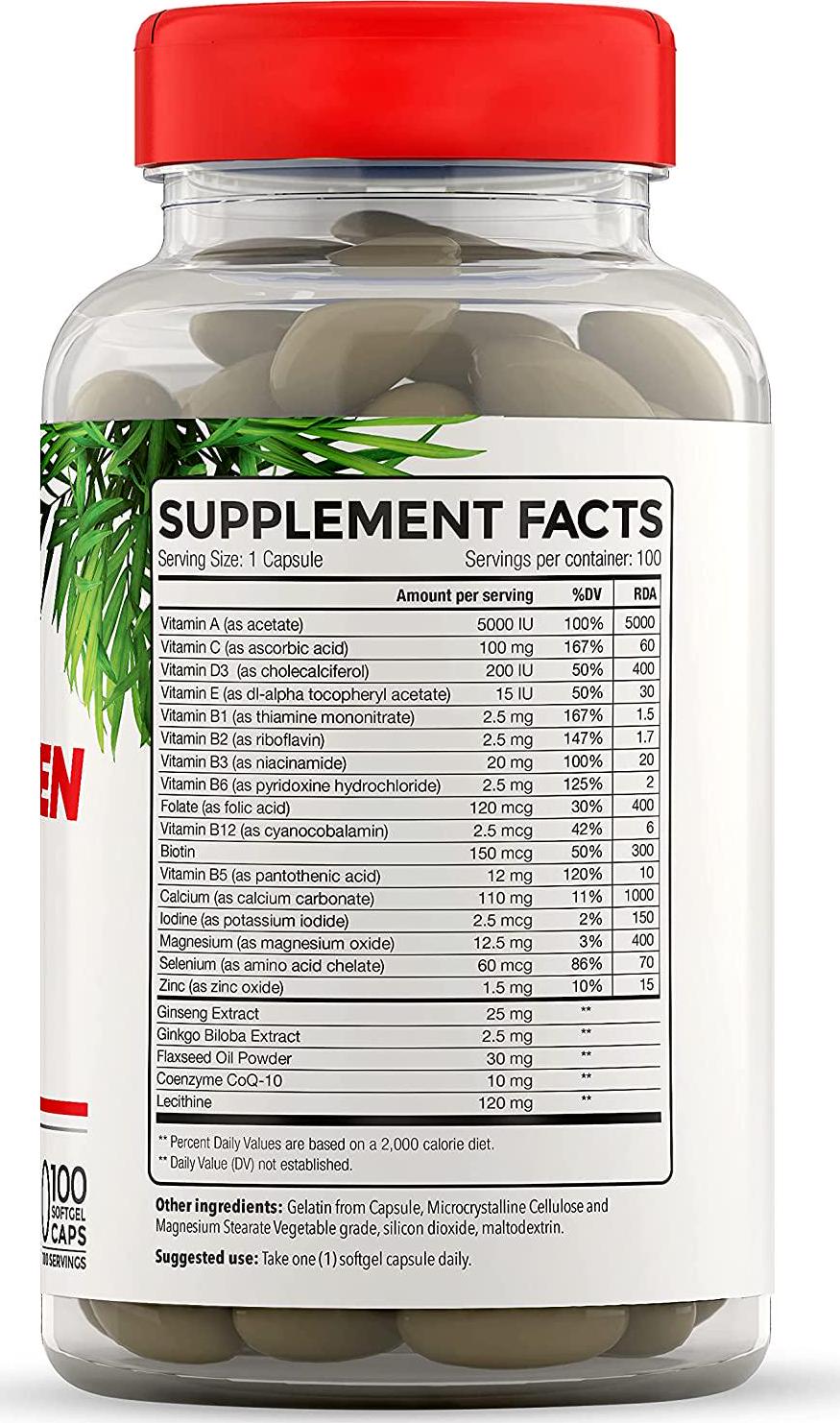 Full Life Multivita-Men Capsules - Supports Immune Health, Heart Health, Promotes Energy and Vitality - Multivitamin for Men - Dietary Supplement - 100 Capsules, 1000mg