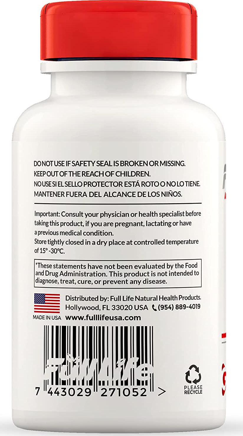 Full Life Vitamin D3 Supplements - Promote Immune Health - Strong Bone and Muscles, Joint Health - 100% Natural Capsules - 60 Veggie Capsules 25 mcg, 1000IU per Serving