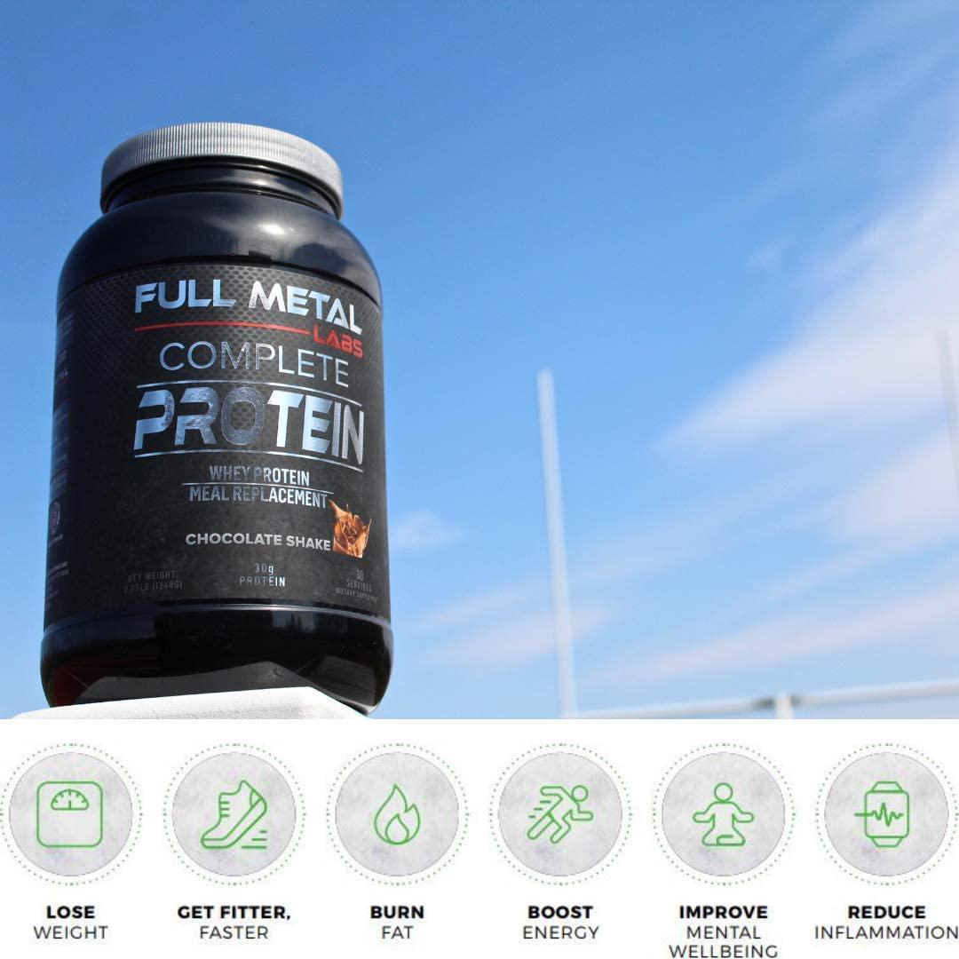 Full Metal Labs Complete Protein Chocolate - All-in-one whey Protein Matrix with Real Whole Foods - Animal and Plant Protein - Premium Meal Replacement with The Best Tasting