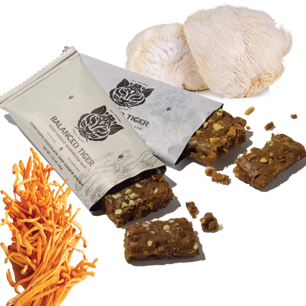 Functional Mushroom Protein Bars | Full Dose (1500mg) Lions Mane, Chaga, Reishi, or Cordyceps in Each Bar | Vegan Protein Bars, Nootropic, Adaptogens, Gluten Free Protein Bars, Mushroom Supplement, Superfoods Protein Bars | 4 Bar Sampler Pack
