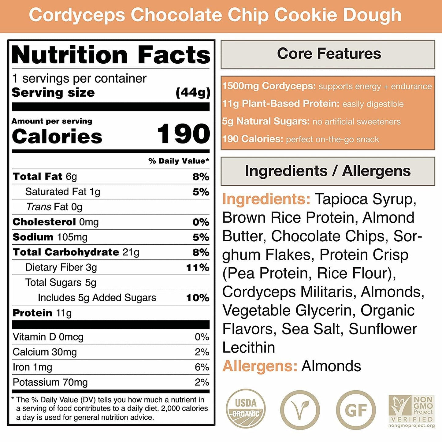 Functional Mushroom Protein Bars | Full Dose (1500mg) Lions Mane, Chaga, Reishi, or Cordyceps in Each Bar | Vegan Protein Bars, Nootropic, Adaptogens, Gluten Free Protein Bars, Mushroom Supplement, Superfoods Protein Bars | 4 Bar Sampler Pack