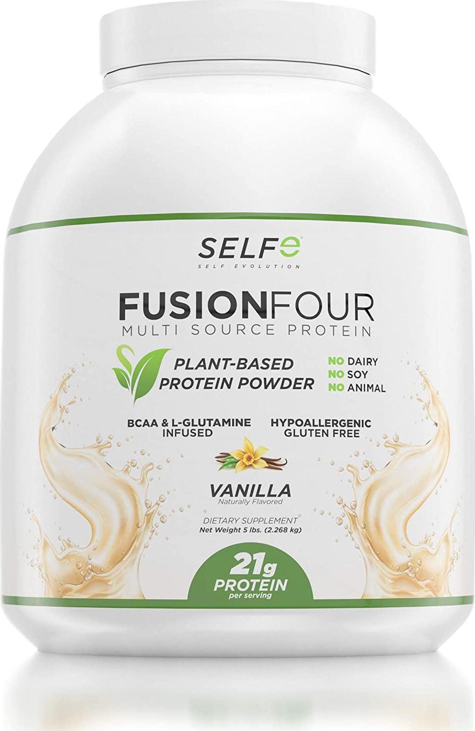 FusionFour Formerly NitroFusion Plant Based Protein Powder - Vegan Protein - Soy, Dairy and Gluten Free - Vanilla - 5lbs