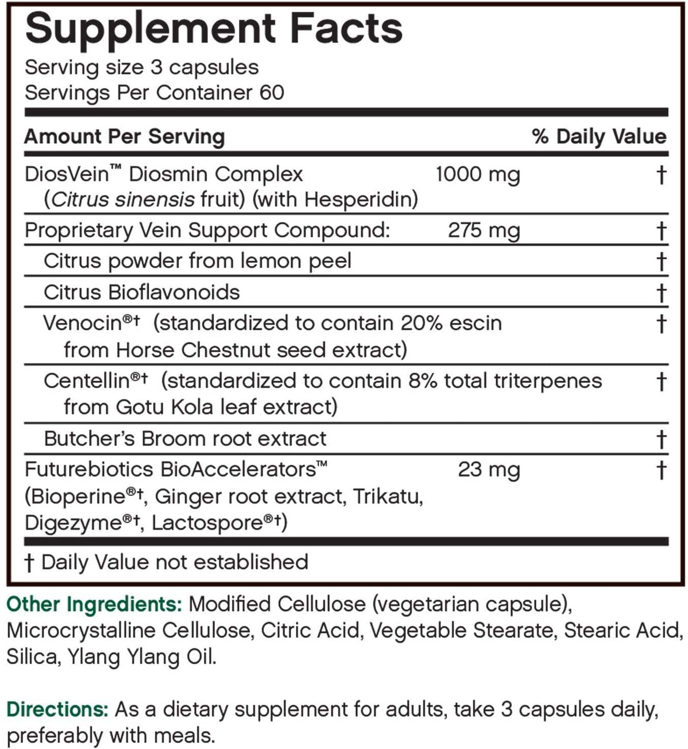 FutureBiotics VeinFactors Varicose Vein Complex 180 Vegetarian Capsules