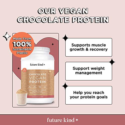 Future Kind Vegan Protein Powder - Plant-Based Chocolate Protein Powder for Muscle Growth and Weight Management - Soy-Free, Sugar-Free, Dairy-Free, Gluten-Free Pea Protein Supplement - 34 Servings