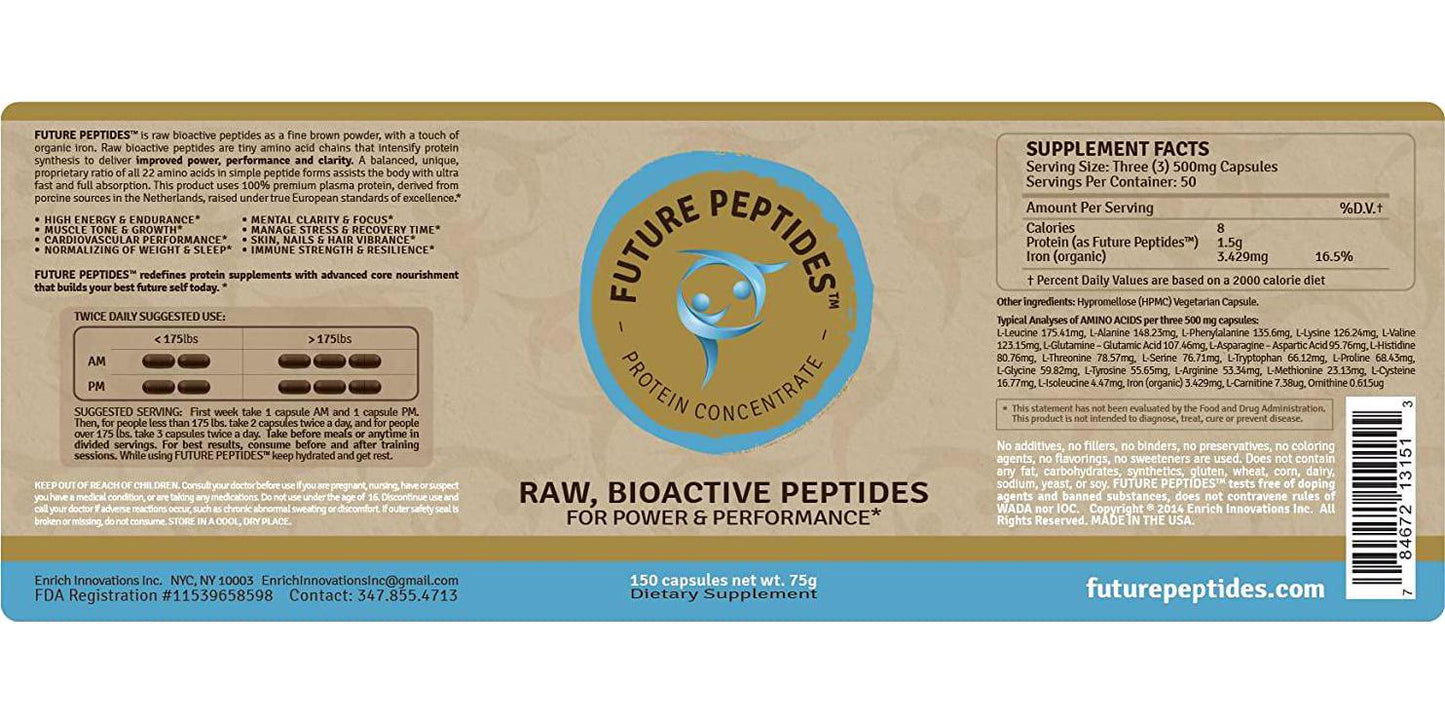 Future PeptidesTM Pure Protein: Best Protein Capsules, Amino Acids Raw Food For Pre Workout and Post Workout Supplements. Takes the Place of Whey Protein Powder. Perfect for Crossfit Training.