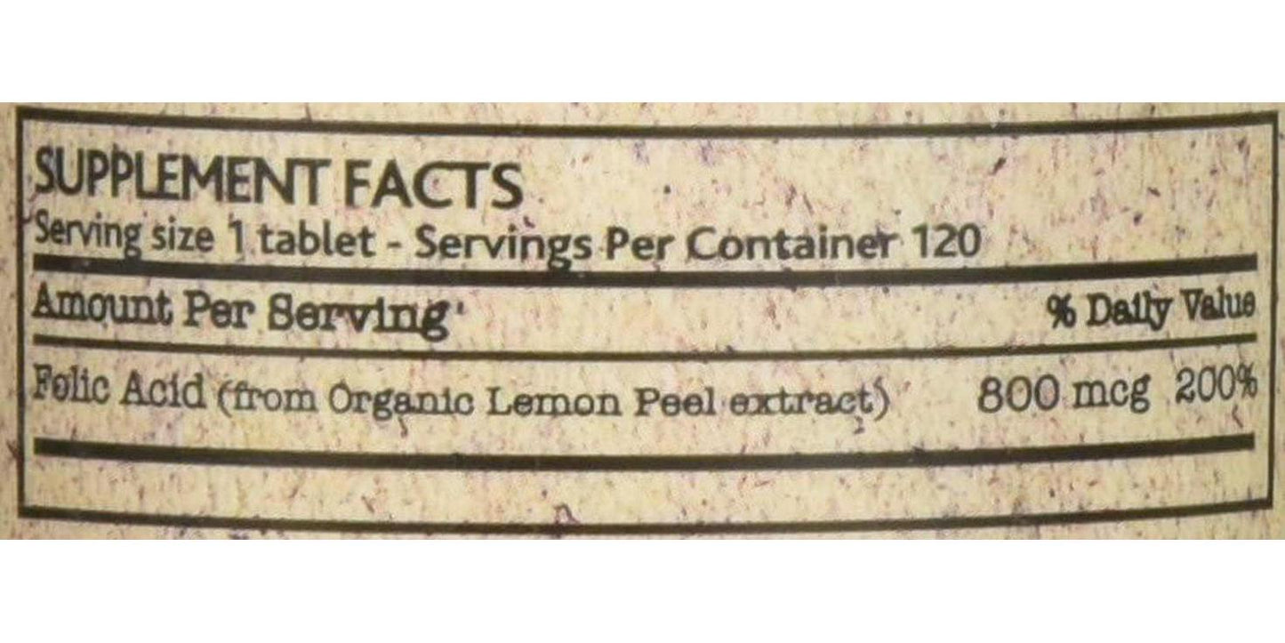 Futurebiotics Certified Organic Folic Acid - 120 Tablets