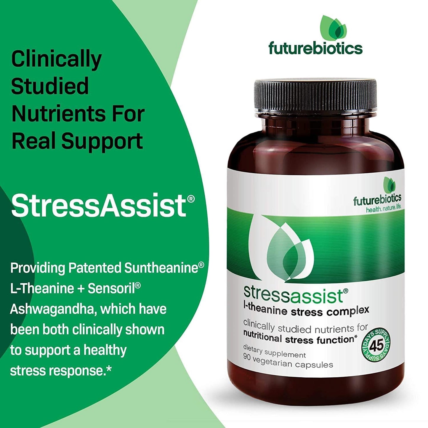 Futurebiotics Stressassist L-theanine Stress Complex - Natural Nutritional Stress Function, 90 Vegetarian Capsules