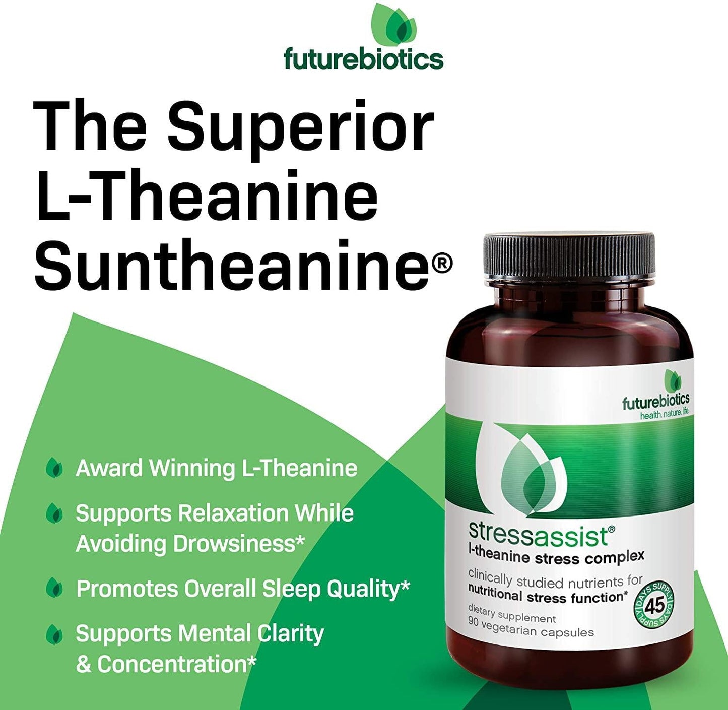 Futurebiotics Stressassist L-theanine Stress Complex - Natural Nutritional Stress Function, 90 Vegetarian Capsules