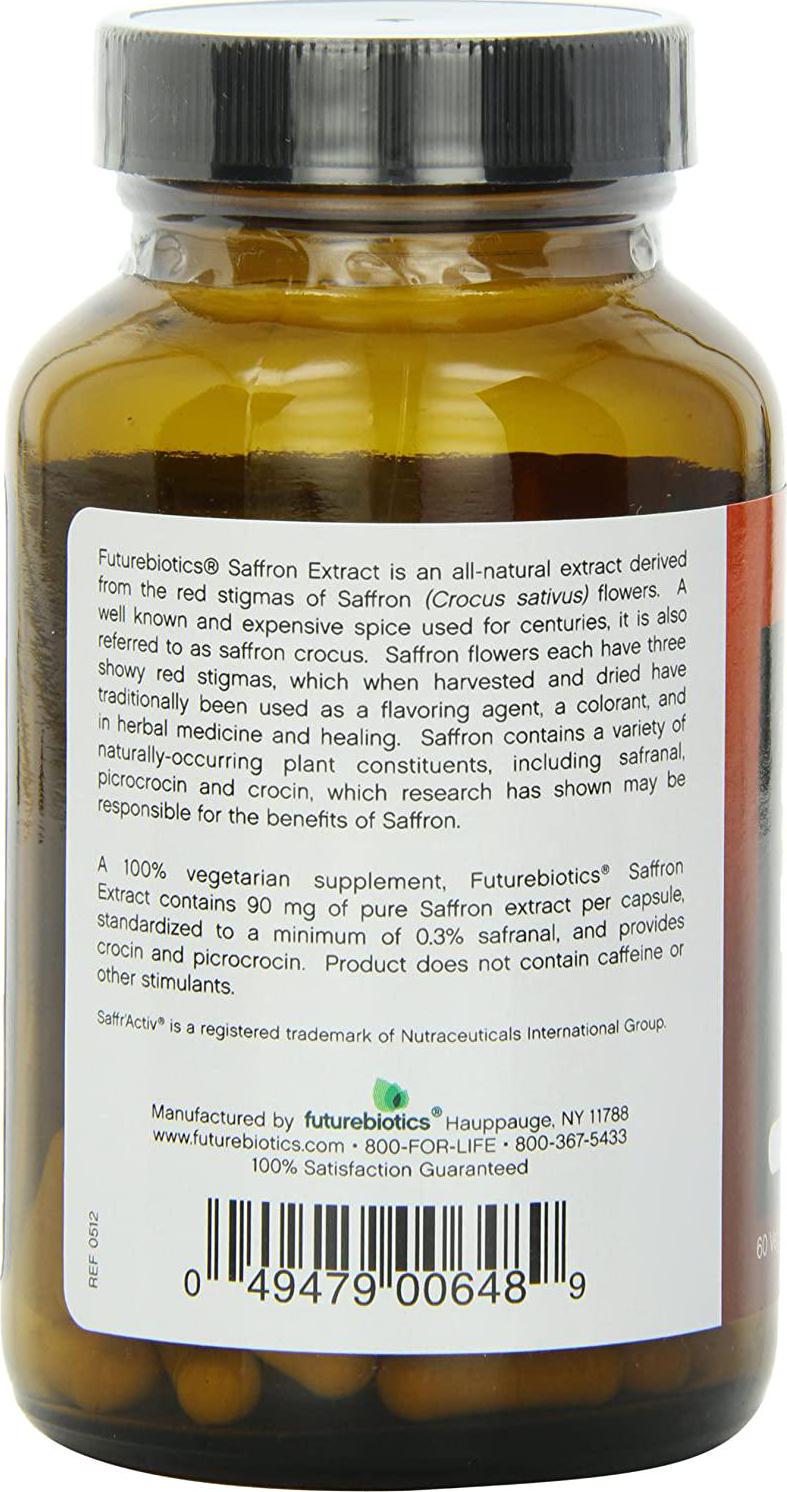 Futurebiotics Vetetarian Capsules, Saffron Extract, 60 Count