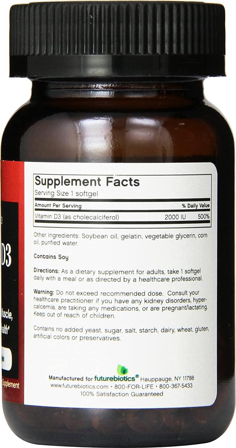 Futurebiotics Vitamin D3 2000 Iu Soft-gels, 120-Count